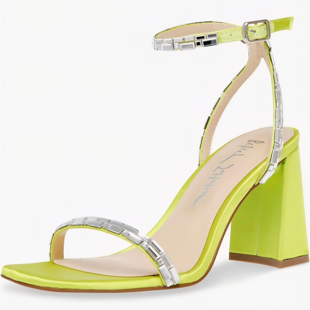 BETSEY JOHNSON Women's Lime Green Block Heel Sandals SZ 7M